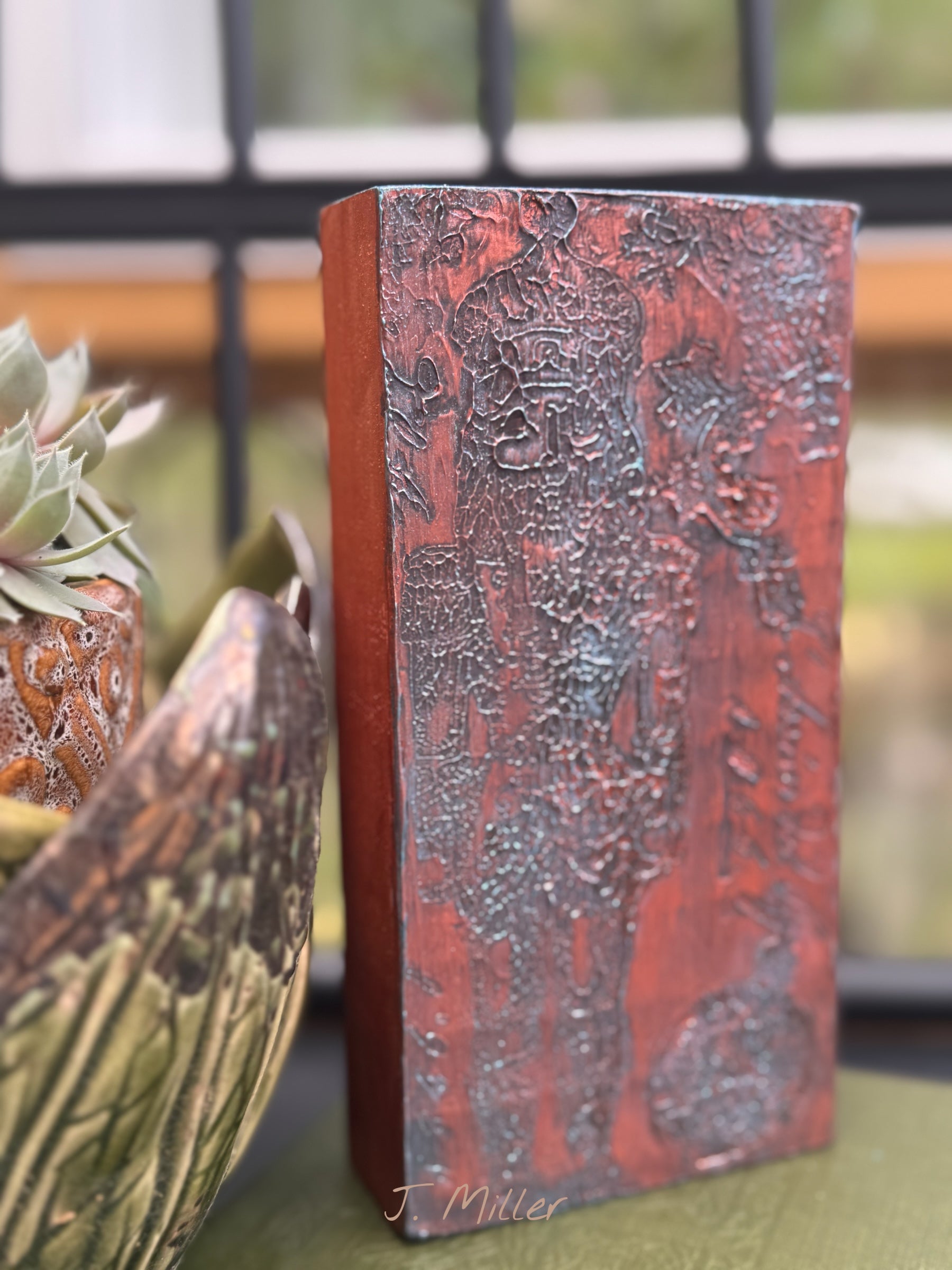 Handmade Textured Relief Art | Rustic Copper Patina | Mixed Media Boho Decor, Christmas, Holidays, Nutcracker