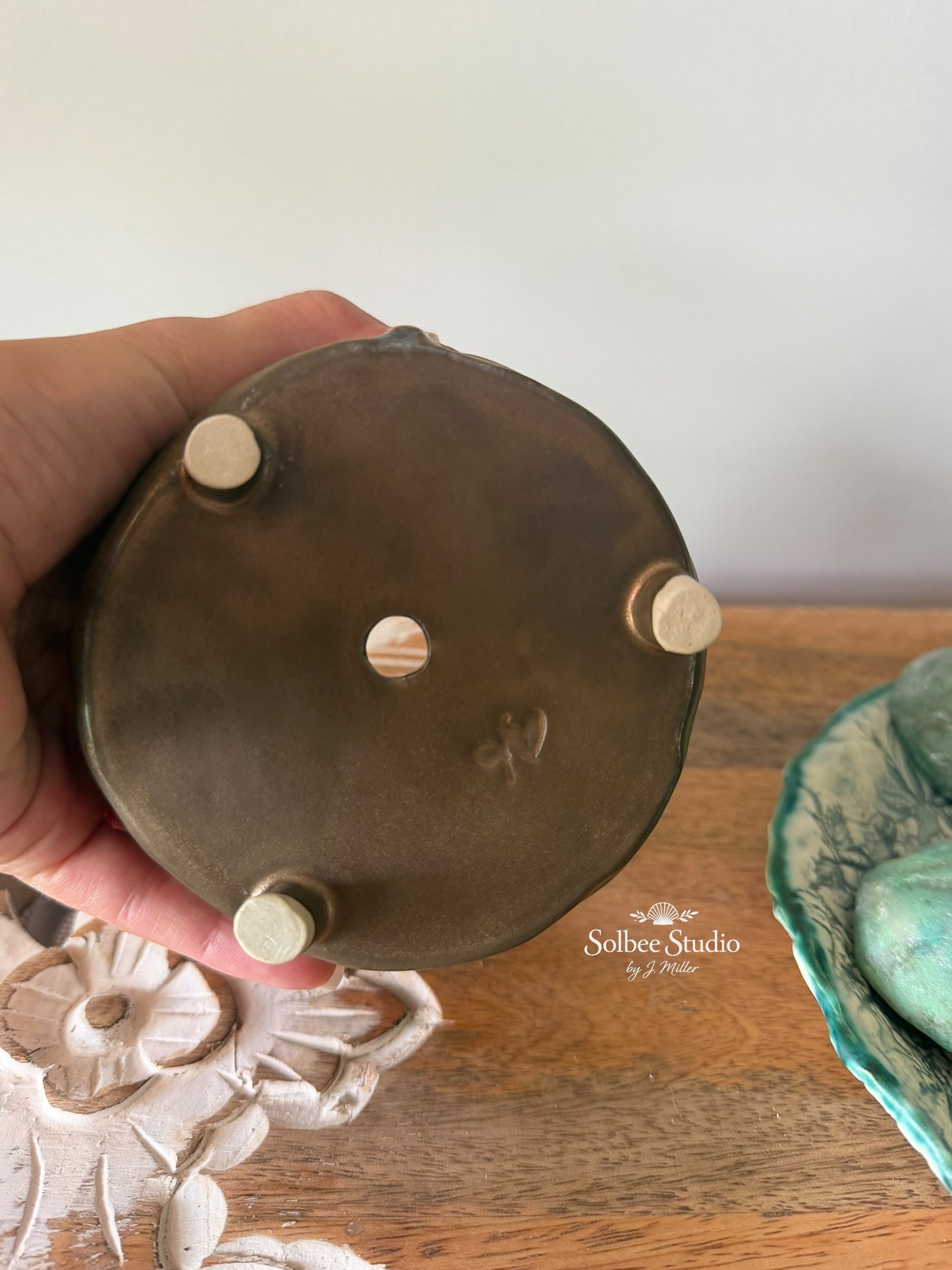 Handmade Coastal Succulent Pot | Planter - Ocean Inspired Ceramic Footed Pot