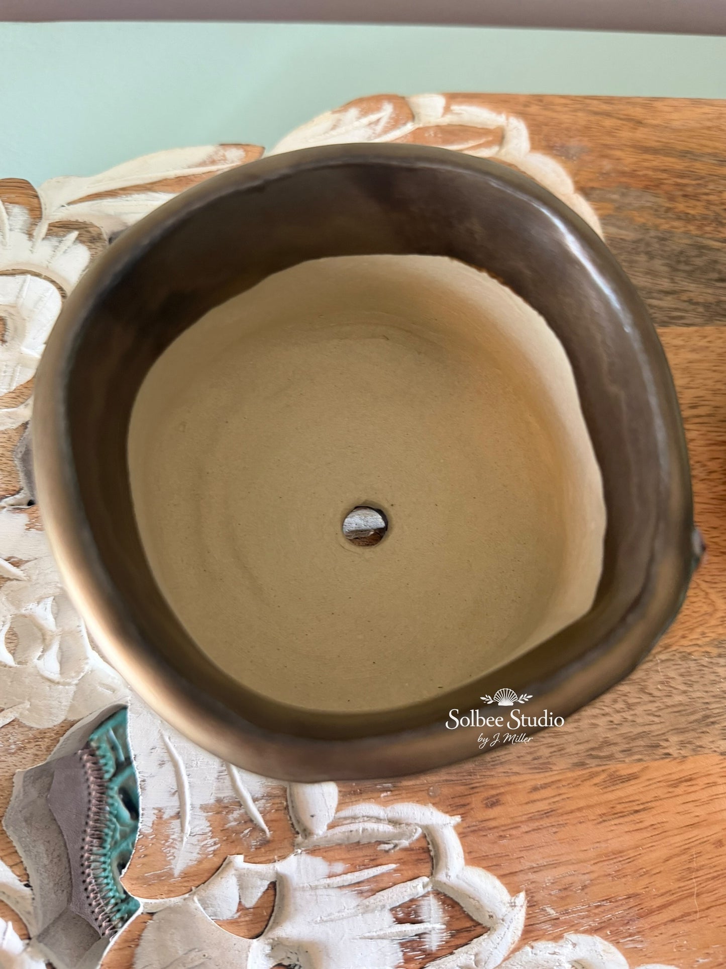 Handmade Coastal Succulent Pot | Planter - Ocean Inspired Ceramic Footed Pot