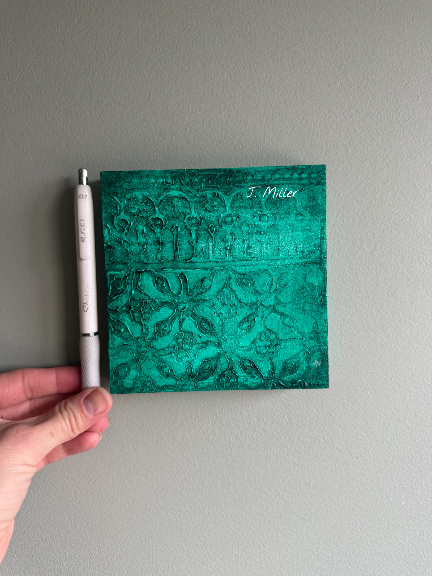 Bohemian Texture Art, Original 5x5 Art Panel "In the Deep"
