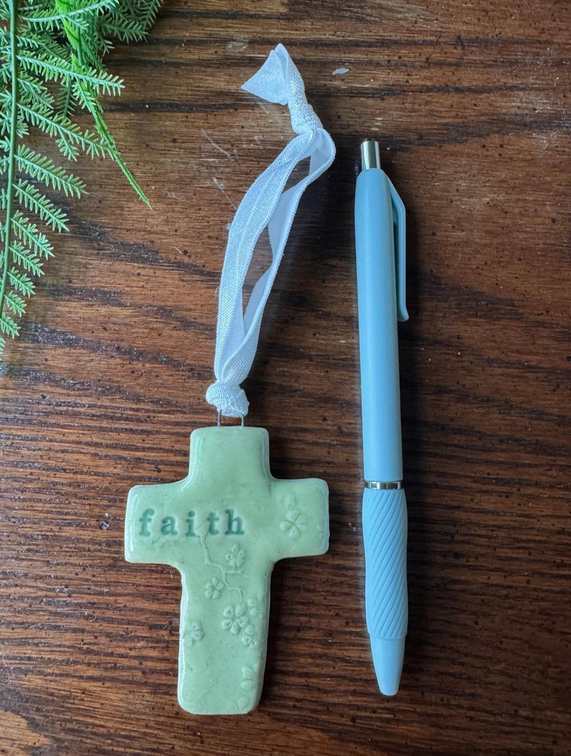 Easter Ornament, Pottery, Handmade, Cross, Faith