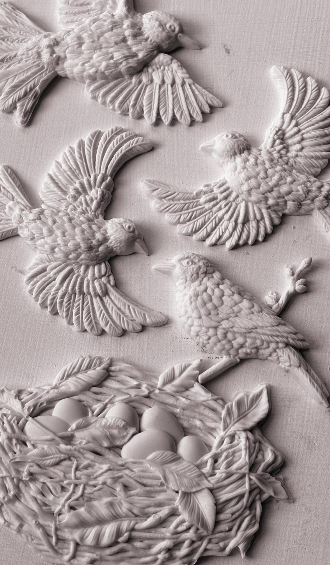 Sparrow's Nest Mould IOD, Iron Orchid Designs Mold, Birds