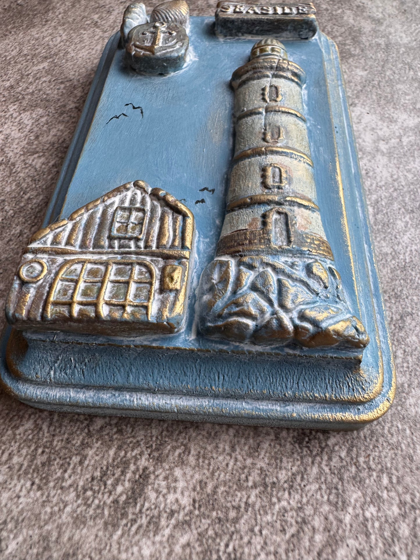 Lighthouse Mini Plaque, Collage Wall, Relief Plaque, Wall Decor, Handcrafted, Coastal