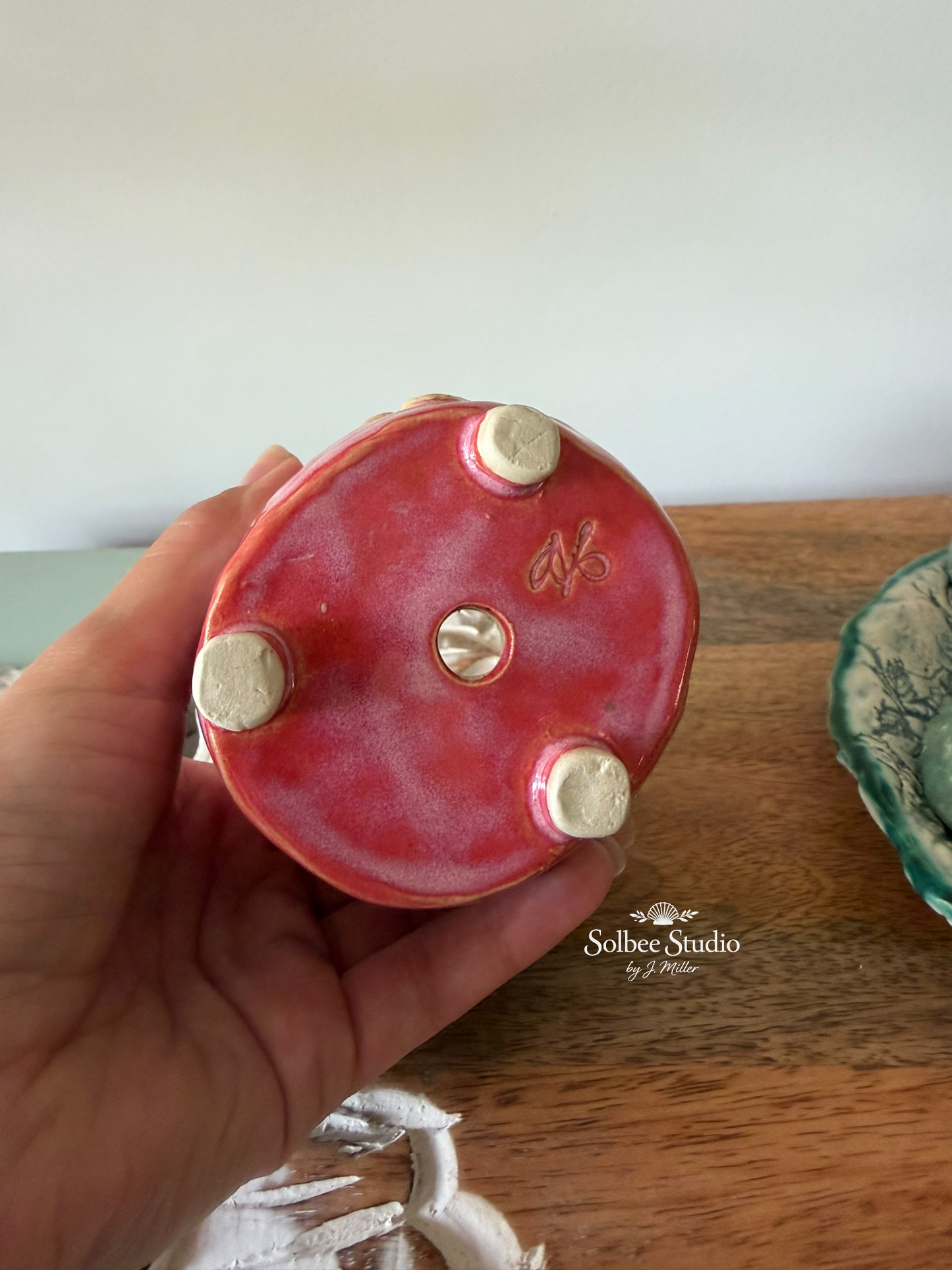 Handmade Coastal Succulent Pot | Planter - Ocean Inspired Ceramic Small Footed Pot