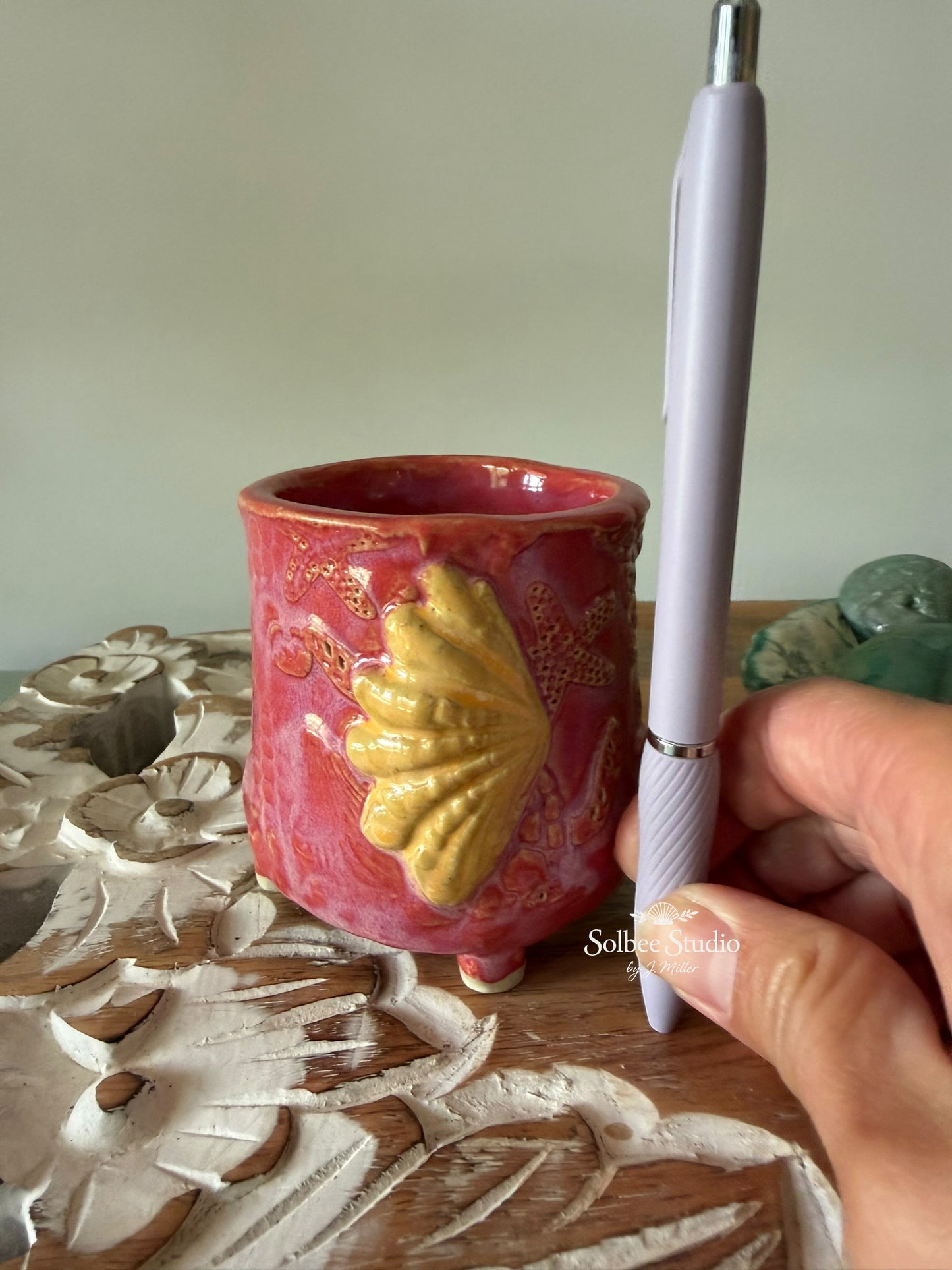 Handmade Coastal Succulent Pot | Planter - Ocean Inspired Ceramic Small Footed Pot
