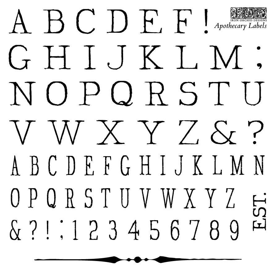 IOD Apothecary Labels Stamps, Iron Orchid Designs, Mini Stamp Set