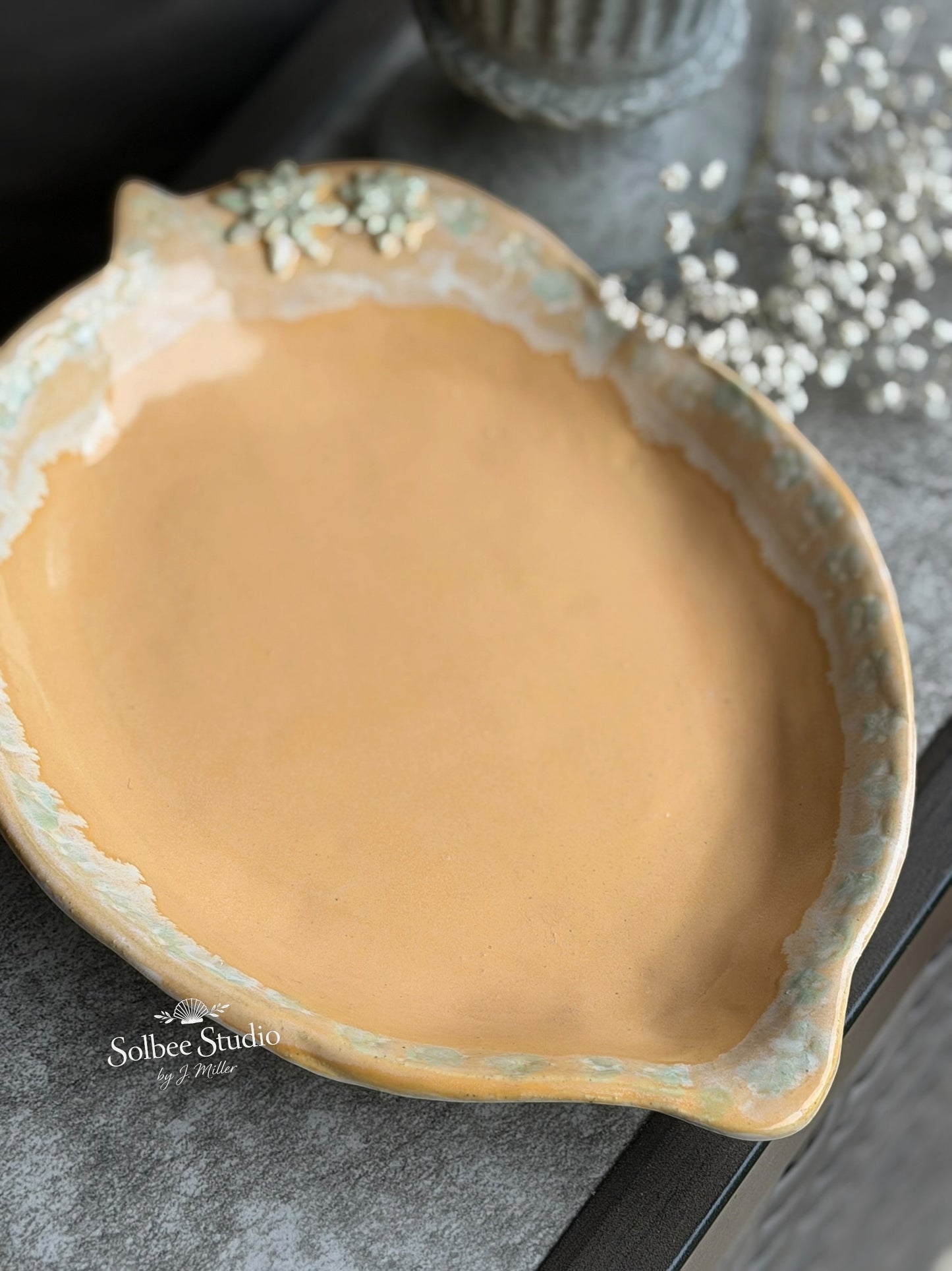 Golden Citrus Ceramic Serving Tray | Handmade Pottery Platter