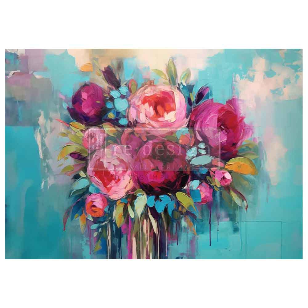 Burst of Color, A1 Decoupage Fiber, 1 sheet, 23.4″x33.1″ ReDesign With Prima, Furniture Upcycling DIY Decor Decoupage Craft Floral