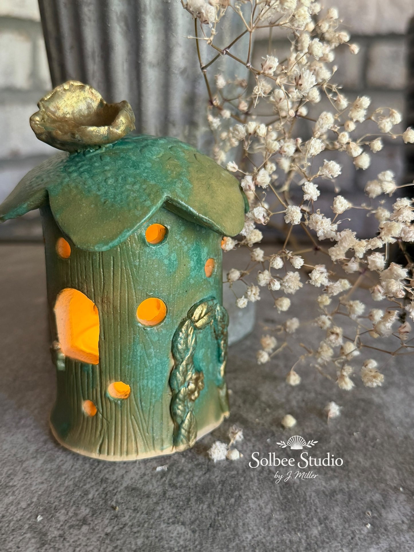 Enchanted Woodland Fairy House - Handbuilt Ceramic Luminary