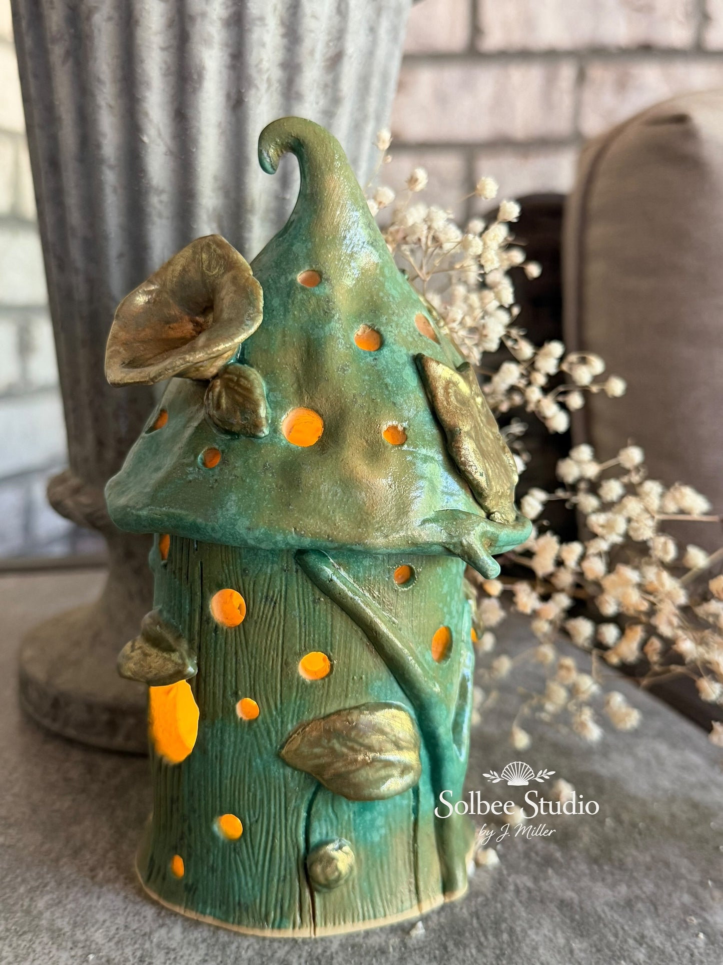 Enchanted Woodland Fairy House - Handbuilt Ceramic Luminary