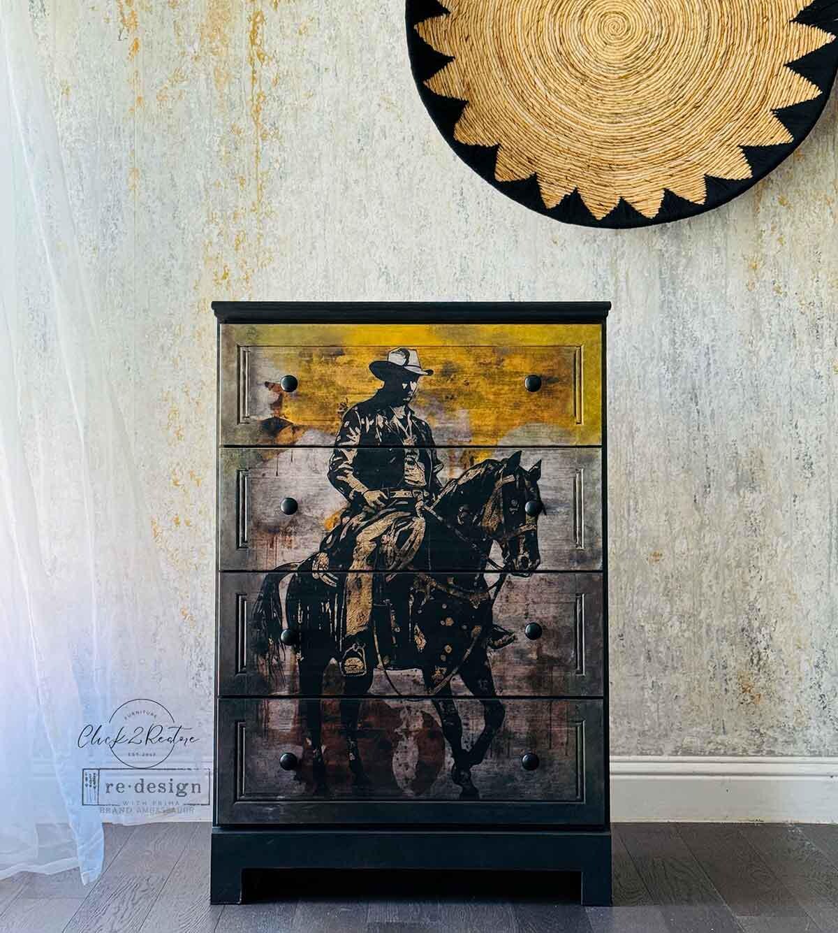 Cowboy Cavalry, A1 Decoupage Fiber, 1 sheet, 23.4″x33.1″ ReDesign With Prima, Furniture Upcycling DIY Decor Decoupage Craft Horse, Western