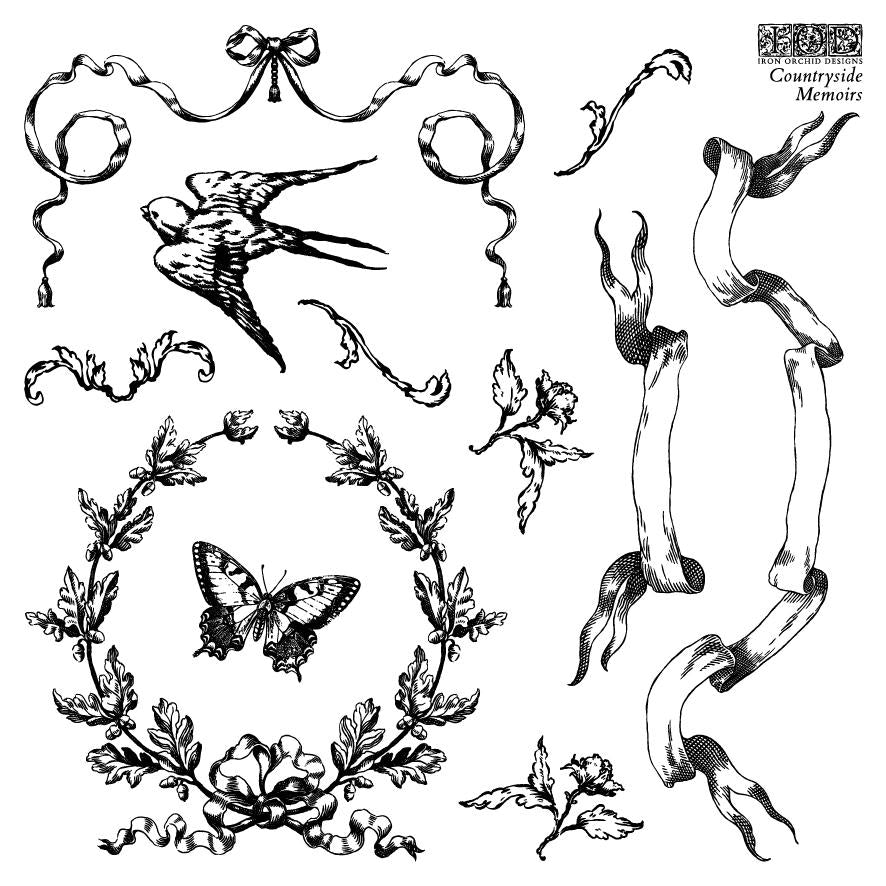 IOD Countryside Memoirs Stamps, Iron Orchid Designs, Mini Stamp Set