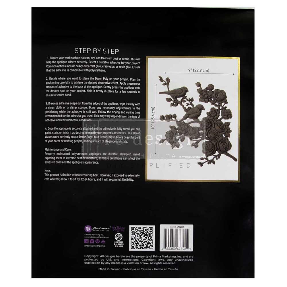 Serene Perch RIGHT, Decor Poly, Applique, Redesign with prima, 9" x 10"