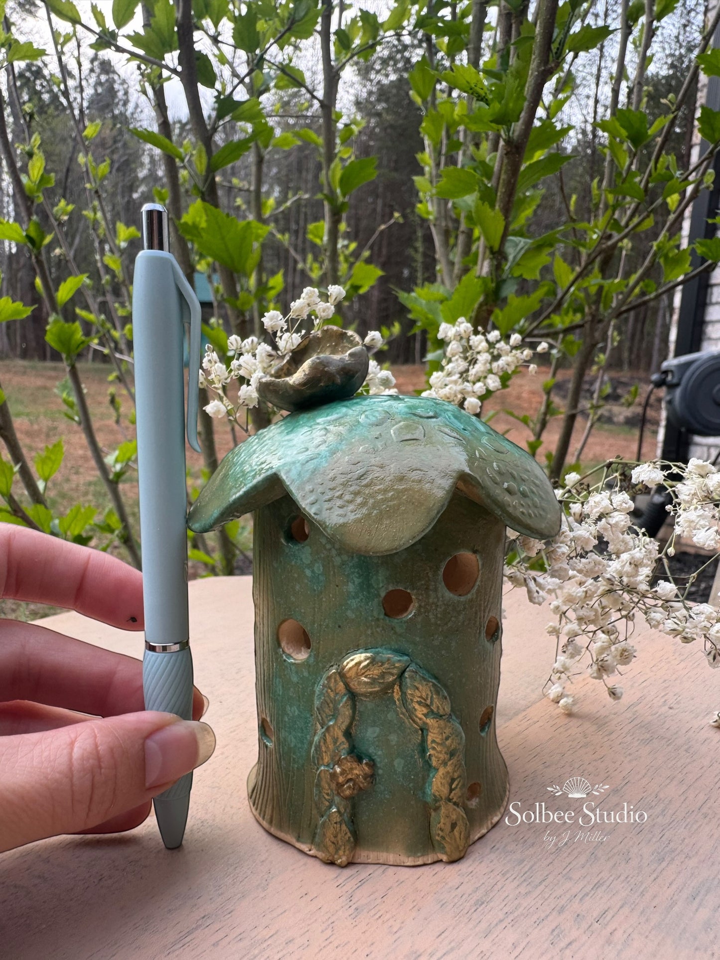 Enchanted Woodland Fairy House - Handbuilt Ceramic Luminary