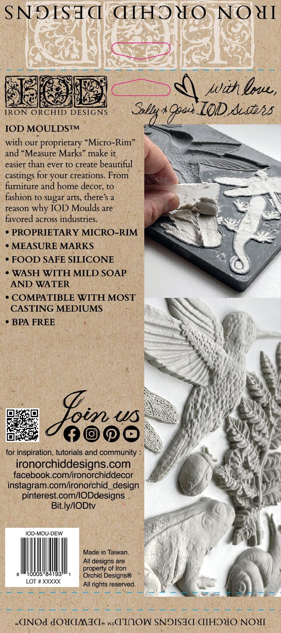Dewdrop Pond Mould IOD, Iron Orchid Designs Mold, Hummingbird