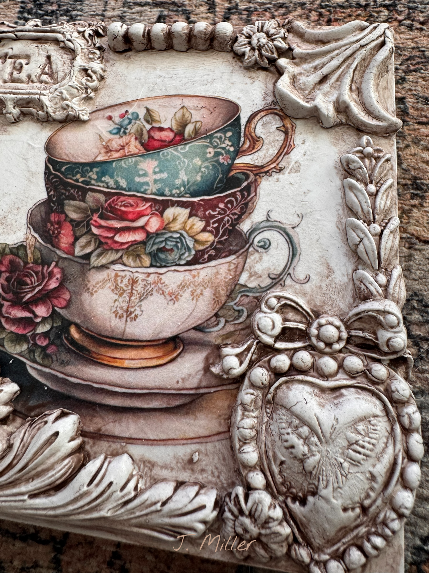 French Country Tea Art, Mixed Media Panel