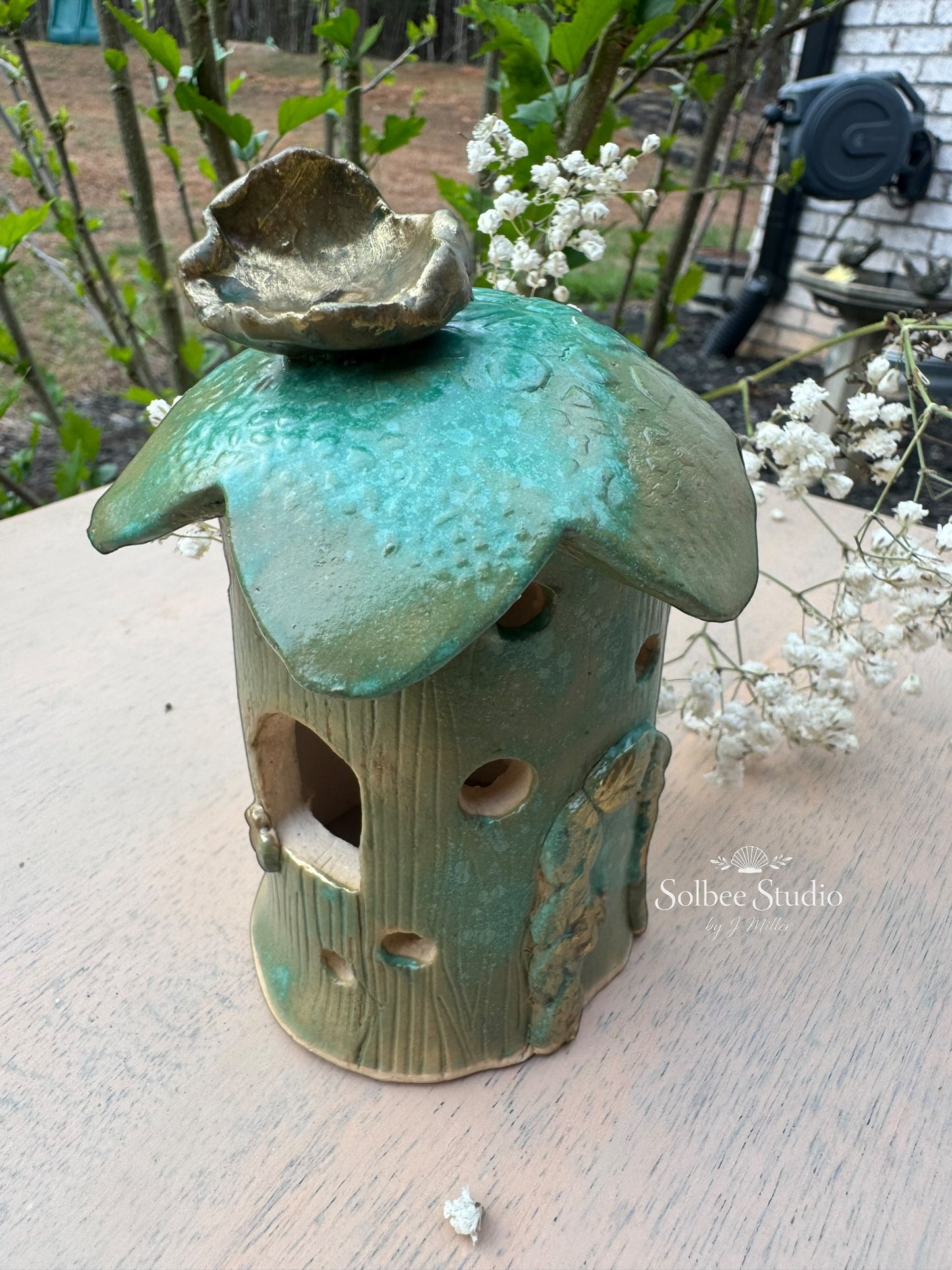 Enchanted Woodland Fairy House - Handbuilt Ceramic Luminary