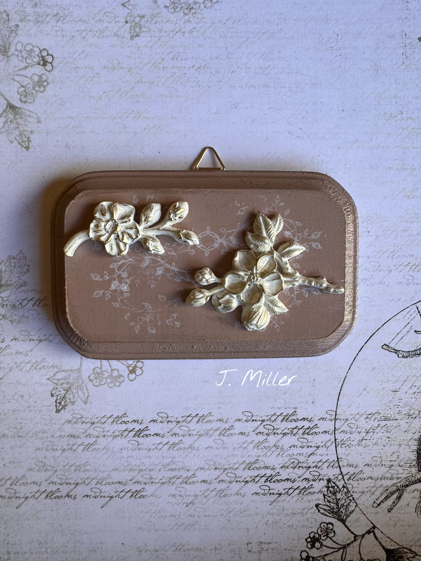 French Country Floral Relief Plaque: Handcrafted Collage Wall Decor