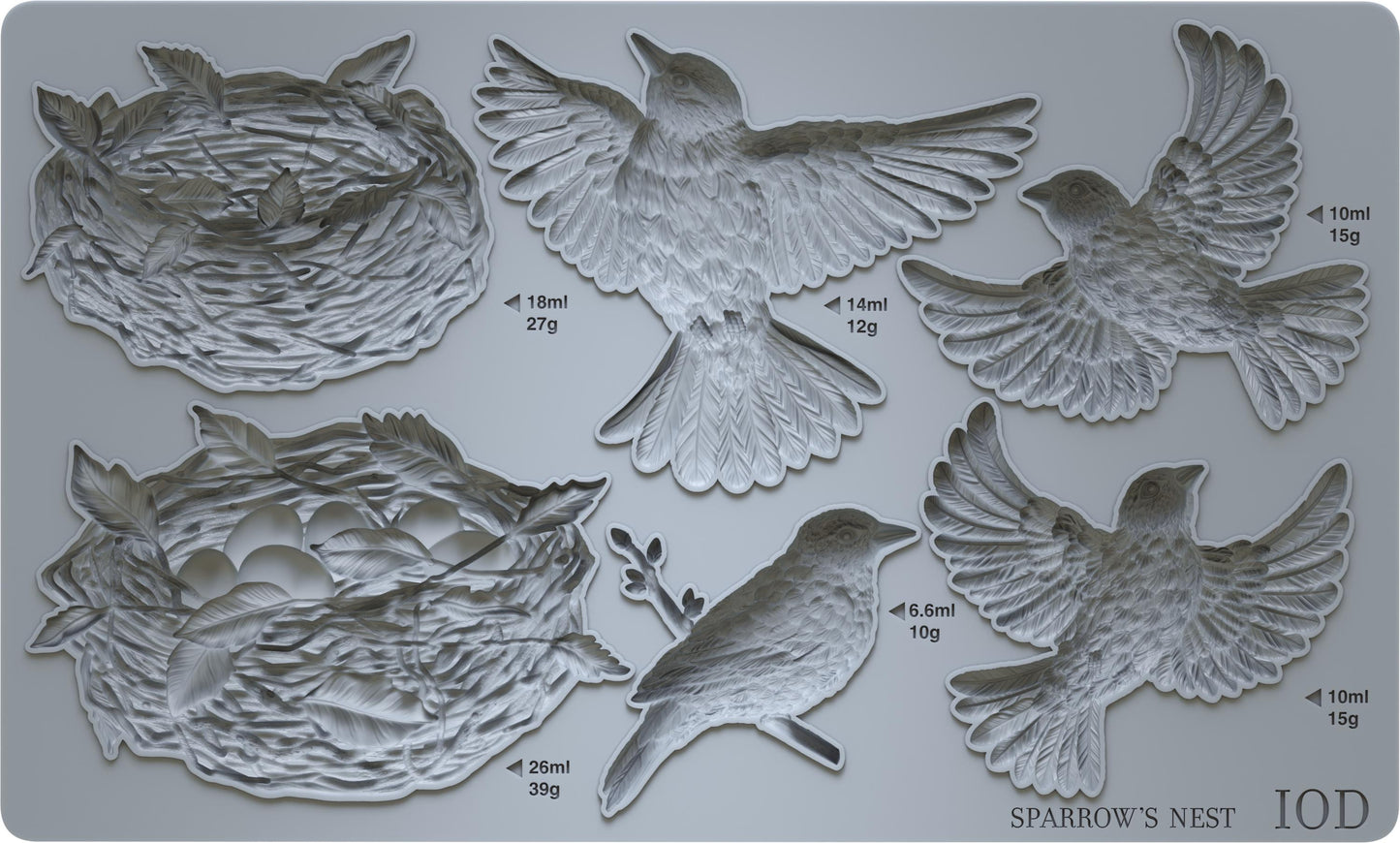 Sparrow's Nest Mould IOD, Iron Orchid Designs Mold, Birds