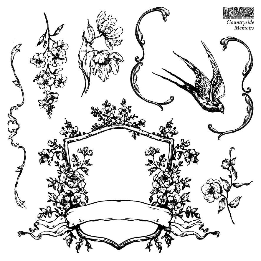 IOD Countryside Memoirs Stamps, Iron Orchid Designs, Mini Stamp Set