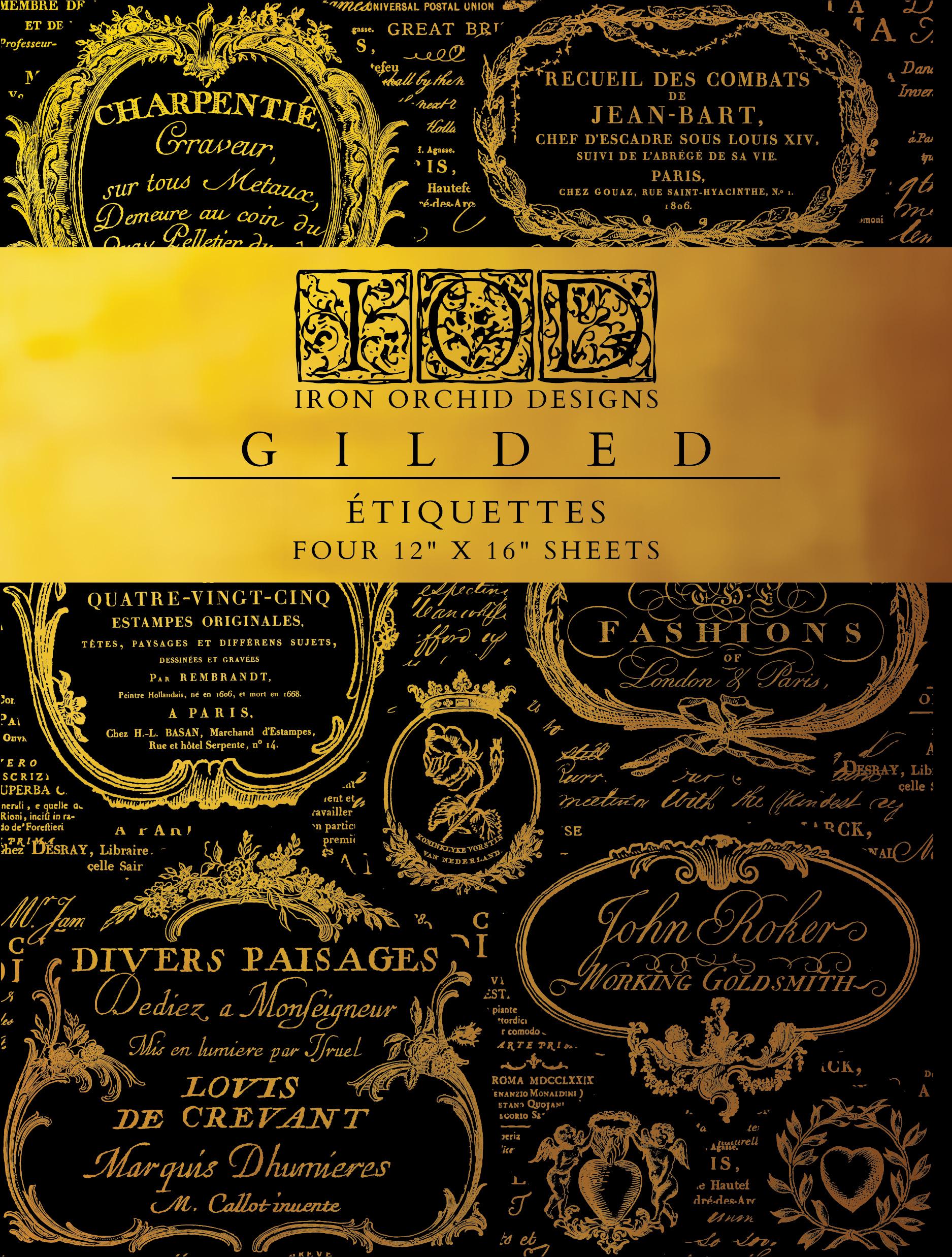 IOD Gilded Etiquettes Gold FoilTransfer pack Iron Orchid Designs