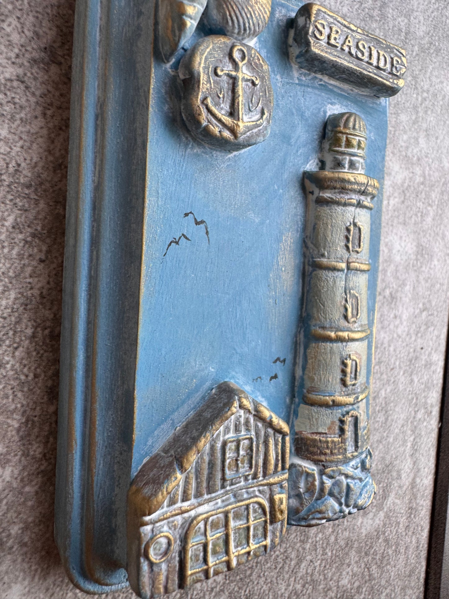 Lighthouse Mini Plaque, Collage Wall, Relief Plaque, Wall Decor, Handcrafted, Coastal