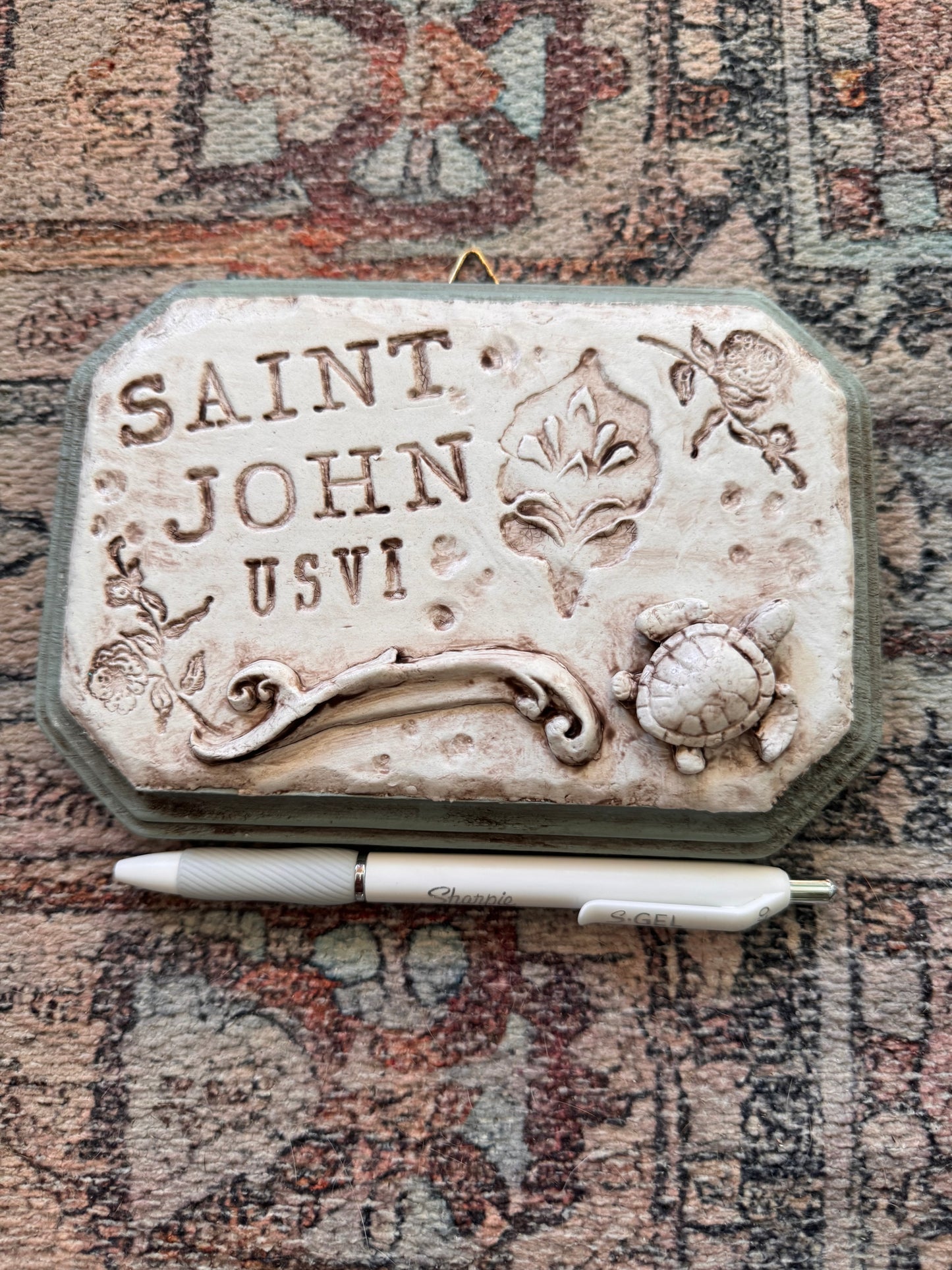 Saint John Wall Art, Coastal Abstract Mixed Media Relief Plaque