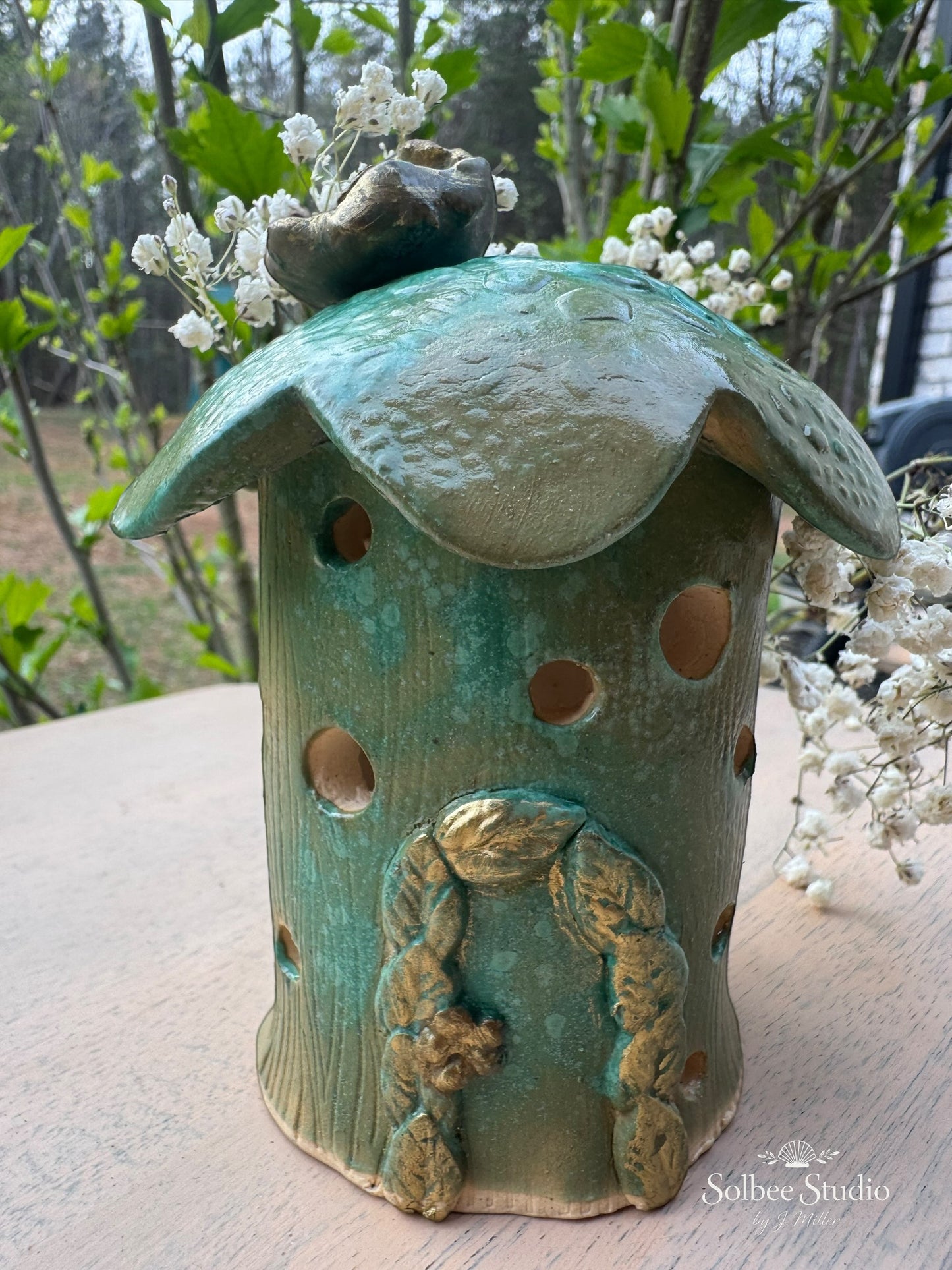Enchanted Woodland Fairy House - Handbuilt Ceramic Luminary
