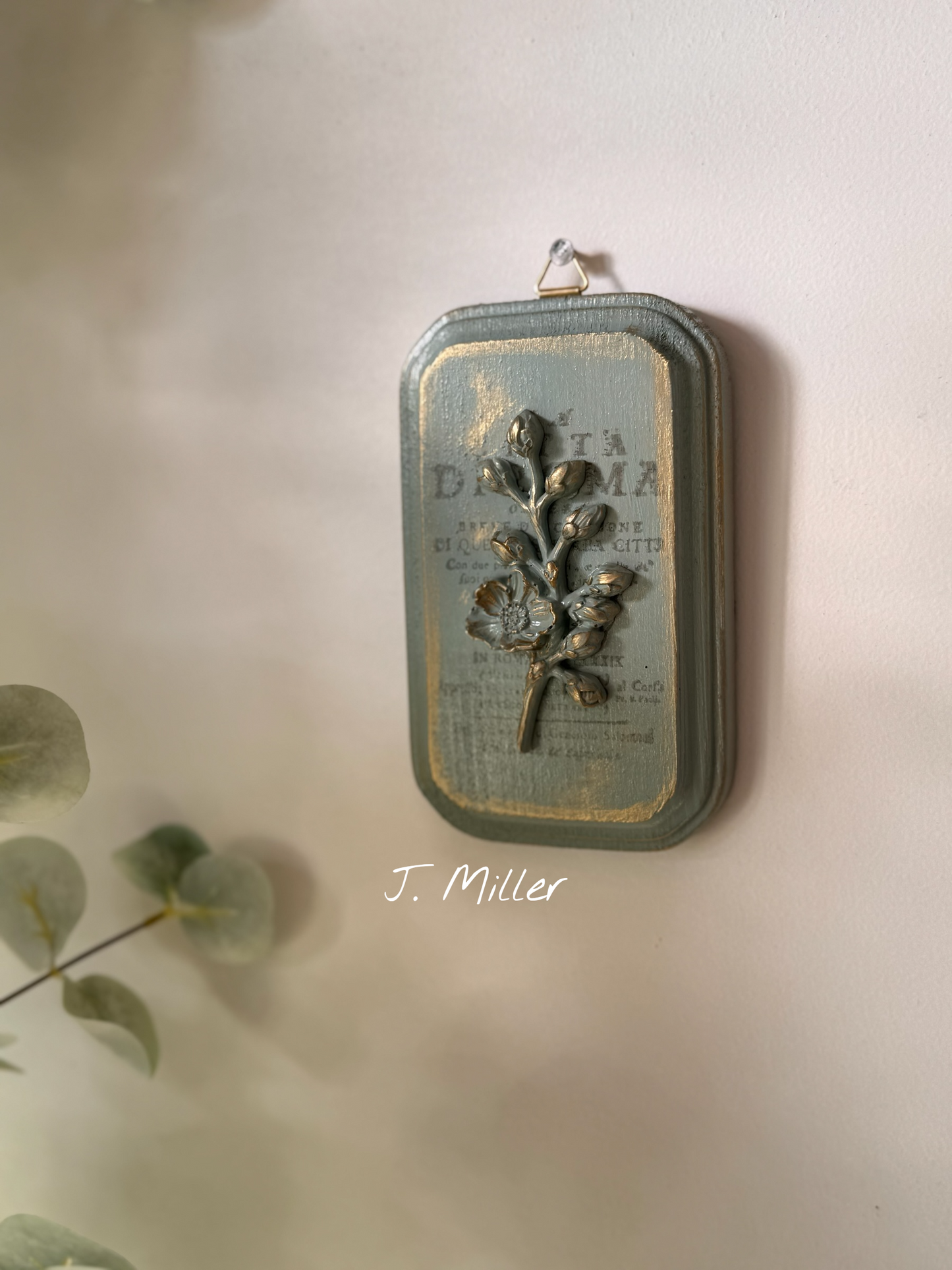 French Country Floral Relief Plaque: Handcrafted Collage Wall Decor