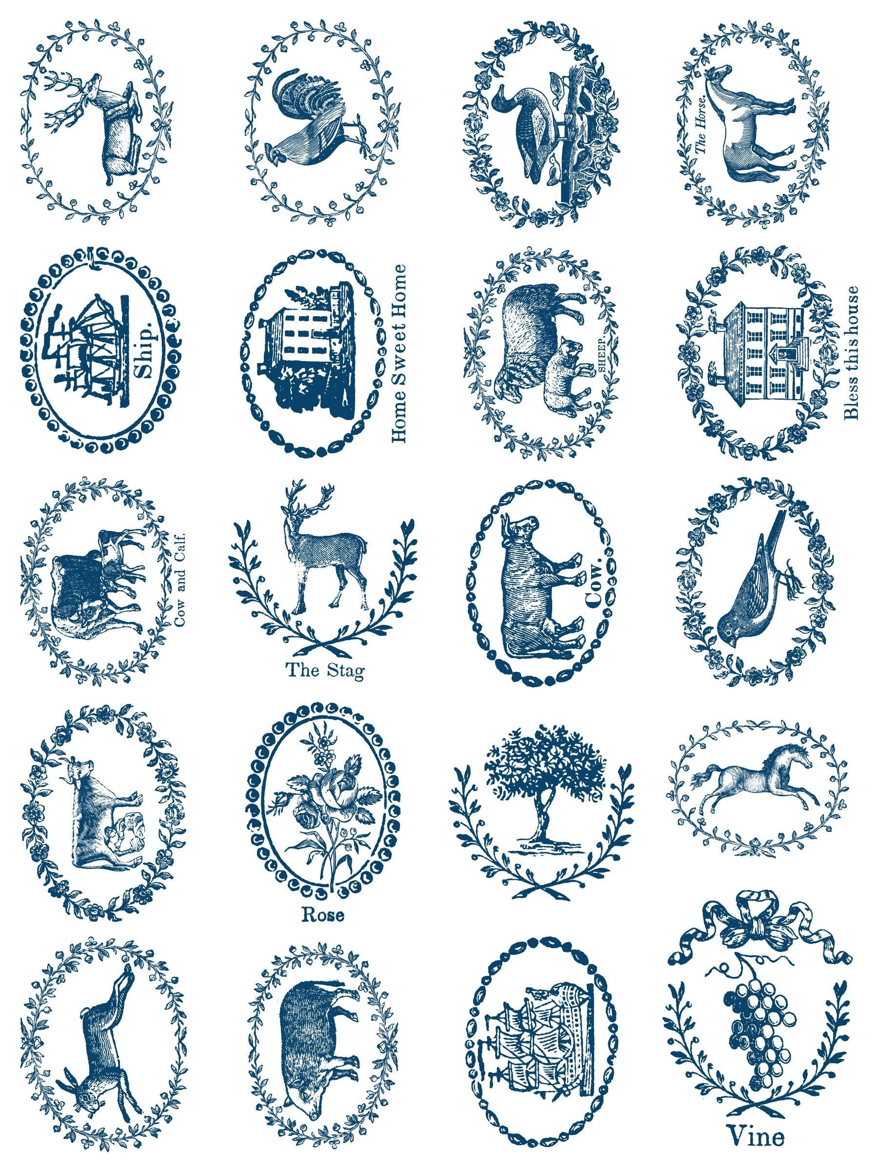 Delft Traditions Azure Paint Inlay IOD, Iron Orchid Designs, Vintage style