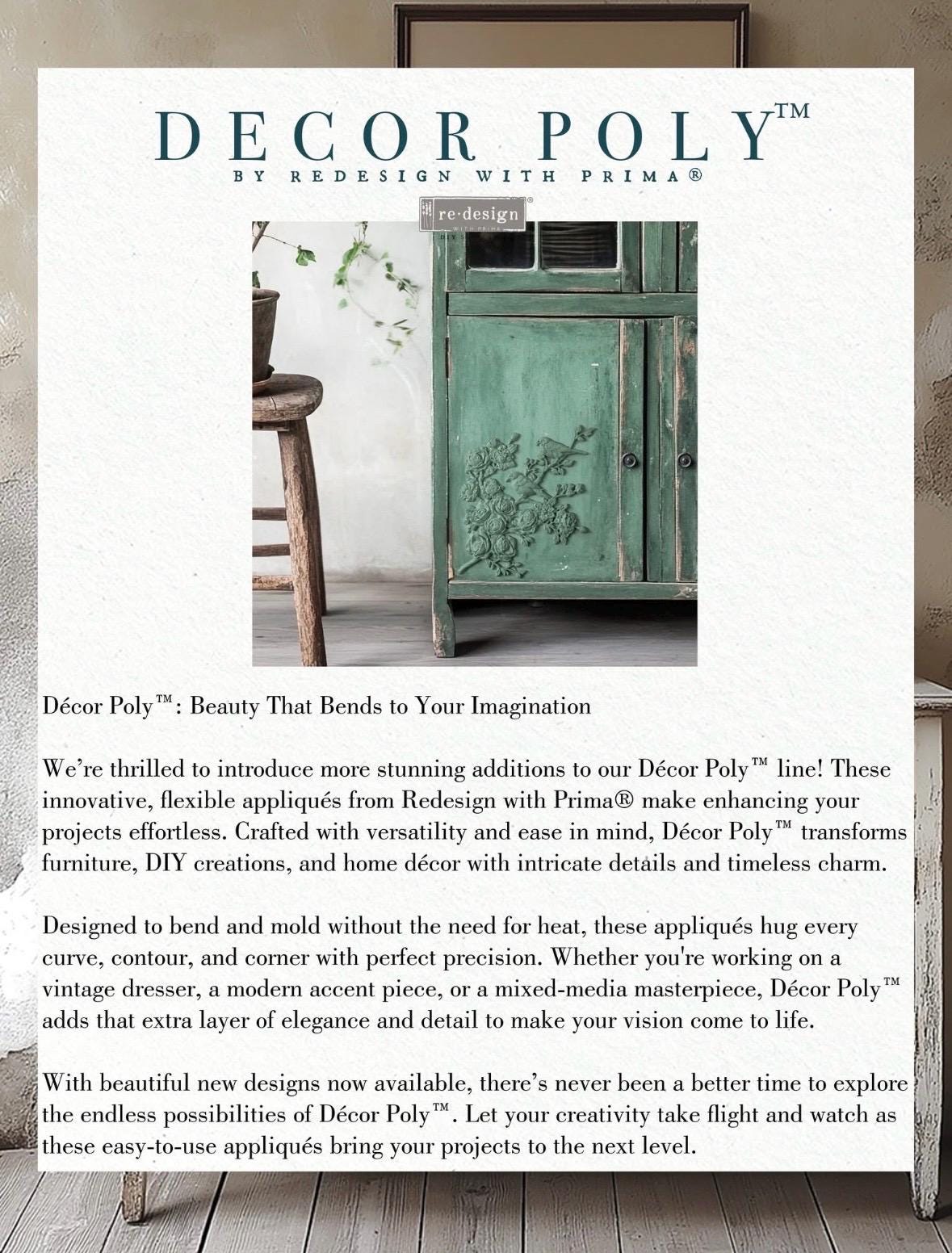 Serene Perch LEFT, Decor Poly, Applique, Redesign with prima, 9" x 10"