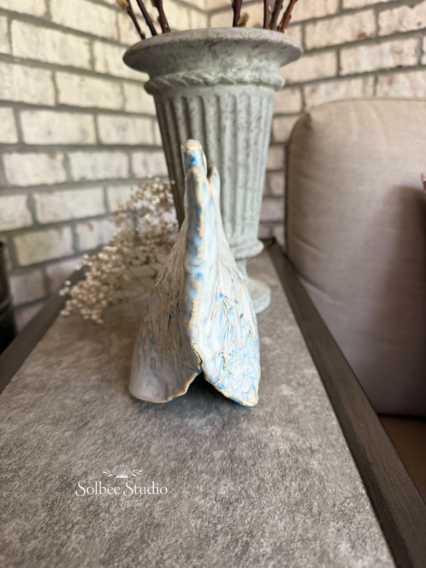 Handbuilt Ceramic Chicken Sculpture | Whimsical Farmhouse Pottery Art | Floral Textured Chicken