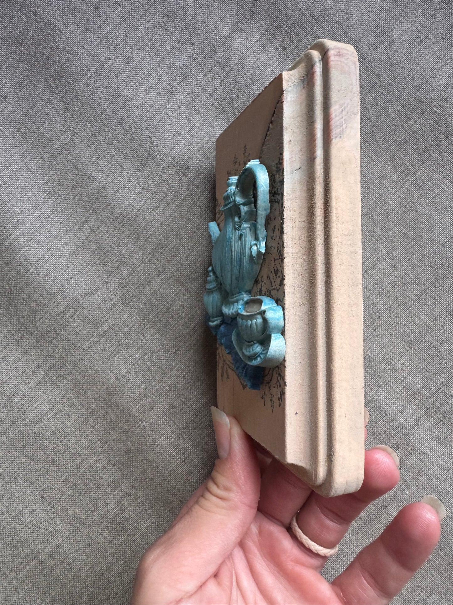 French Country Tea Set Mini Plaque, Collage Wall, Relief Plaque, Wall Decor, Handcrafted, Cottage