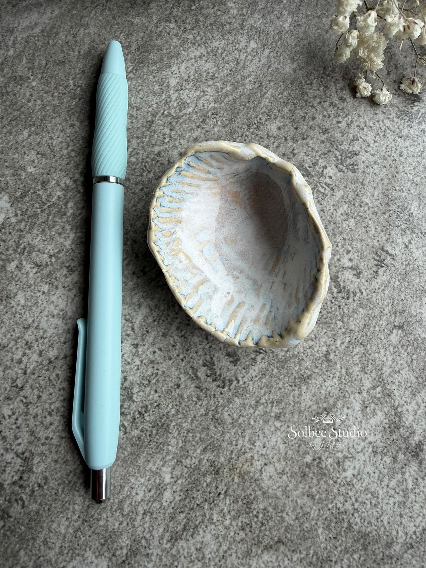 Handmade Shell Ring Dish | Neutral Coastal Trinket | Textured Ceramic Jewelry Holder | Rustic Beach Pottery | Ocean Inspired