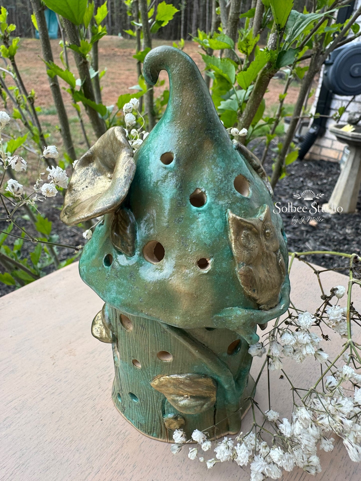 Enchanted Woodland Fairy House - Handbuilt Ceramic Luminary