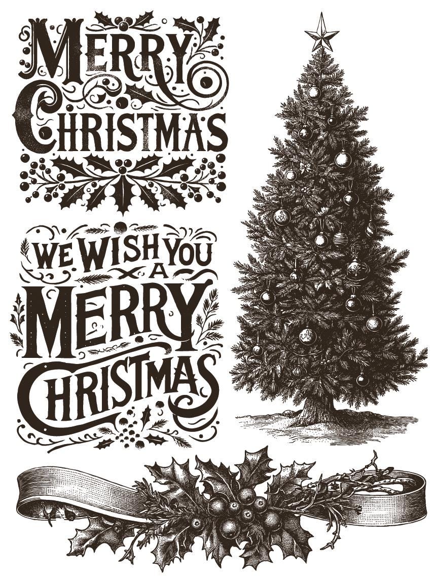 Gloria Paint Inlay IOD, Iron Orchid Designs, Vintage style Christmas & Fall