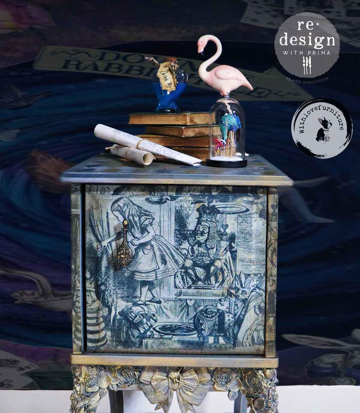 Dreaming In Wonderland, Decoupage Fiber, 1 sheet, 19.5″x30″ ReDesign With Prima, Furniture Upcycling DIY Decor Decoupage Craft Wonderland