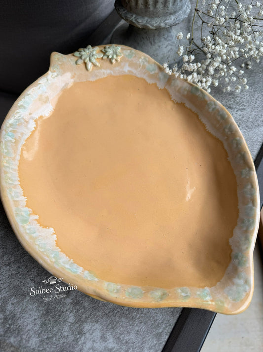 Golden Citrus Ceramic Serving Tray | Handmade Pottery Platter
