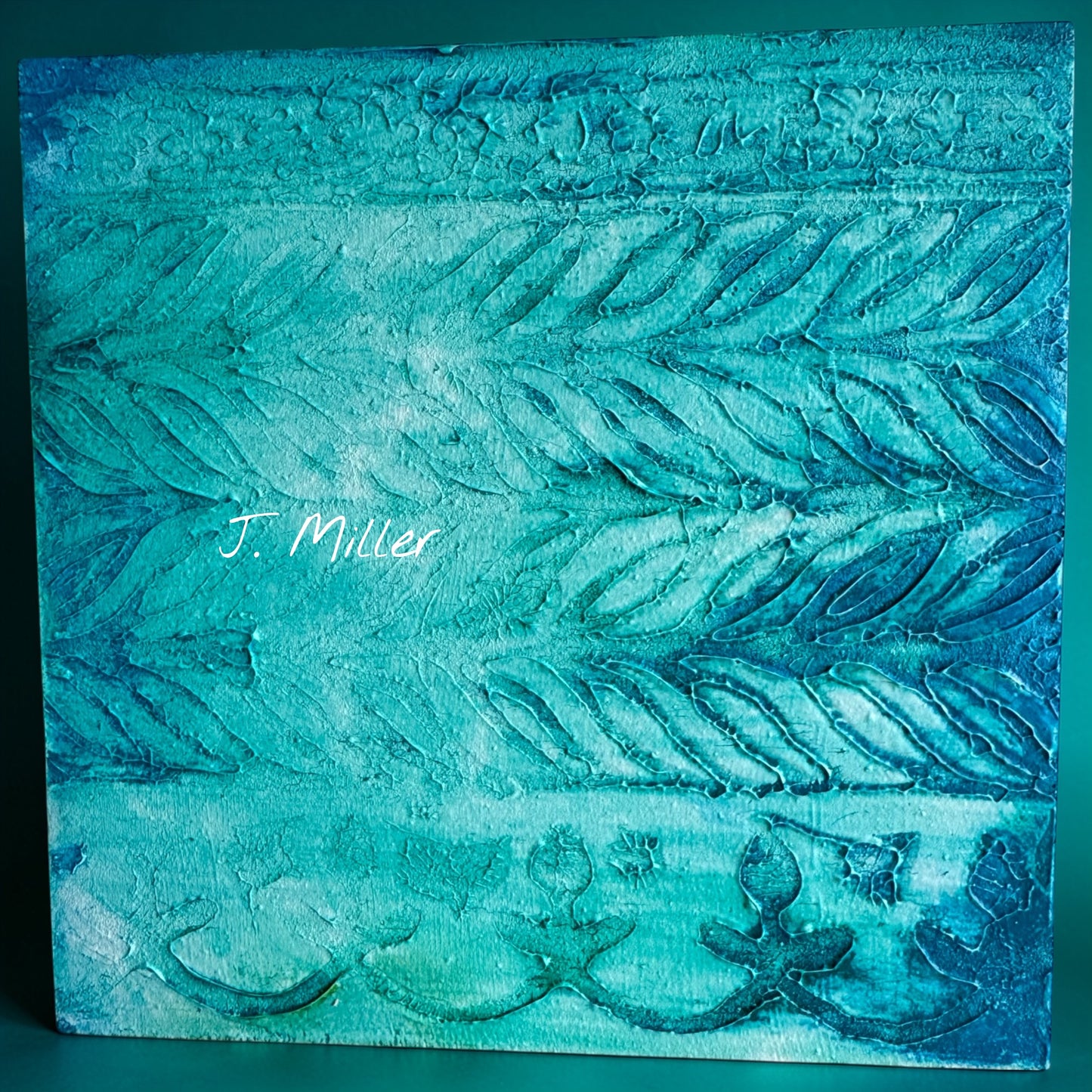 Bohemian Texture Art, Original 5x5 Art Panel "Aqua"