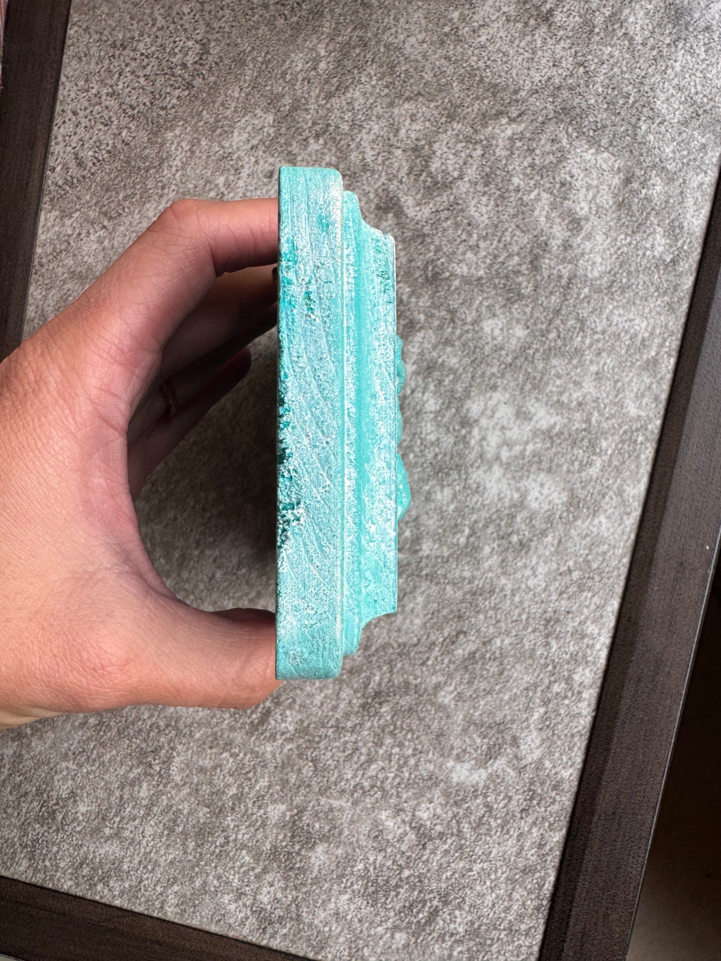 French Country Rabbit Mini Plaque, Collage Wall, Relief Plaque, Wall Decor, Handcrafted Bunny Teal