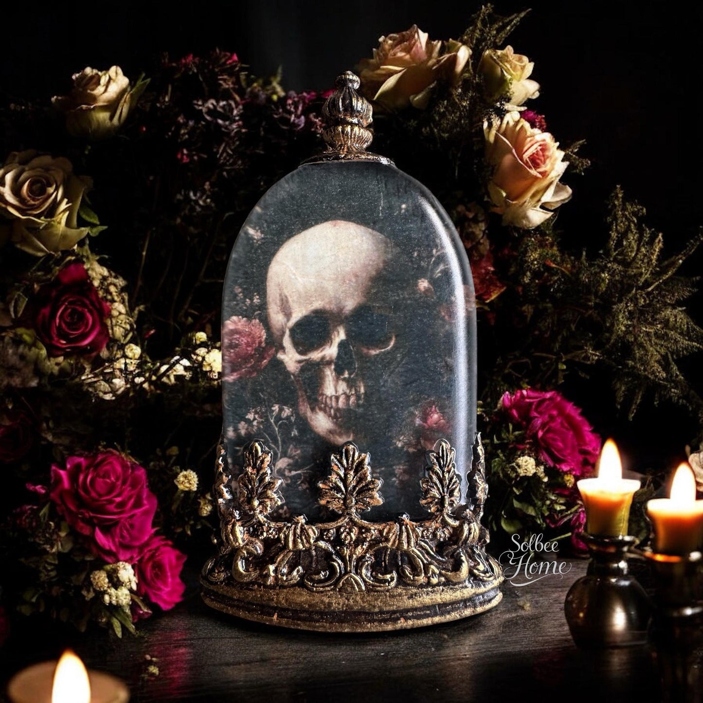 Skull Cloche Mini Gallery Wall Decor, Dark, Moody, Gothic, Halloween, Handmade