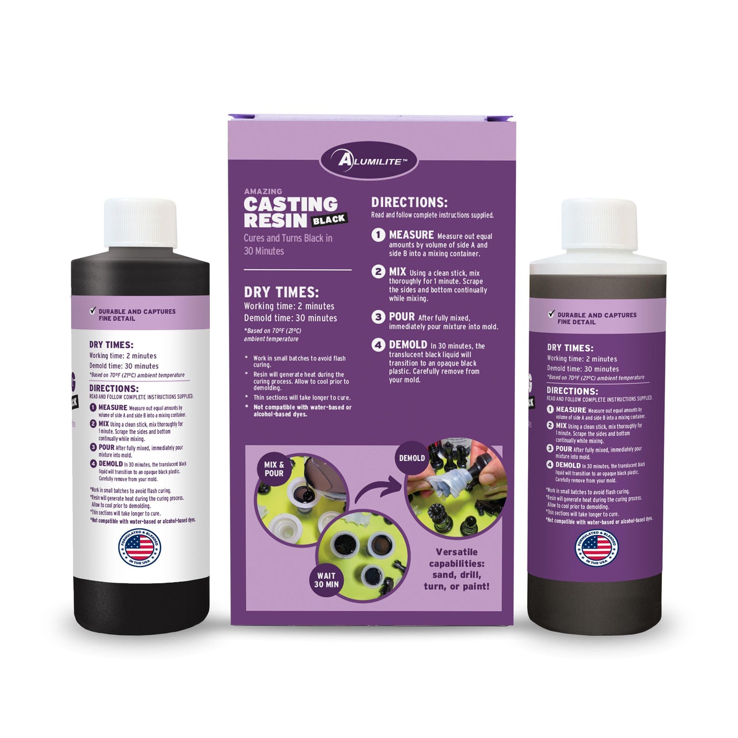 Amazing Casting Resin BLACK Part A & B 8fl oz, 16fl oz total, 2 sticks, 3 cups