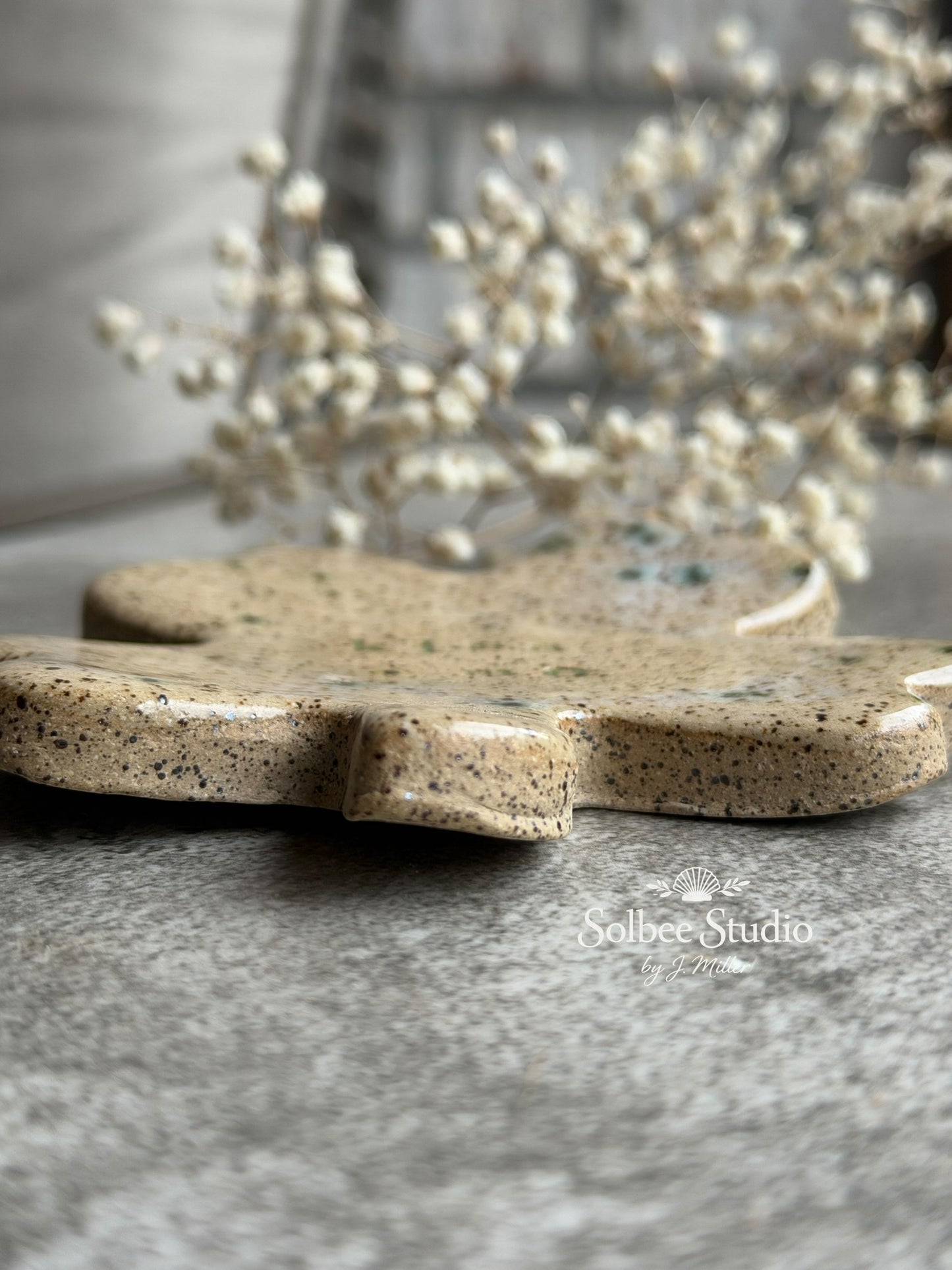 Four Leaf Clover Ring Dish – “Kiss Me” Irish Trinket Dish – Handmade Ceramic Jewelry Holder – Lucky Clover Pottery