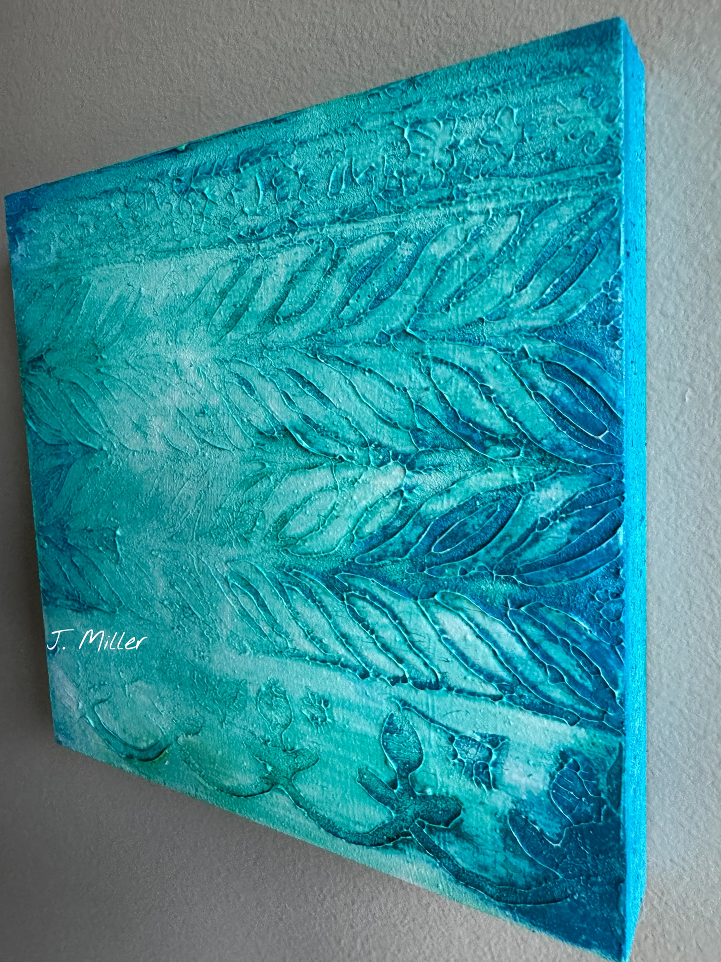 Bohemian Texture Art, Original 5x5 Art Panel "Aqua"