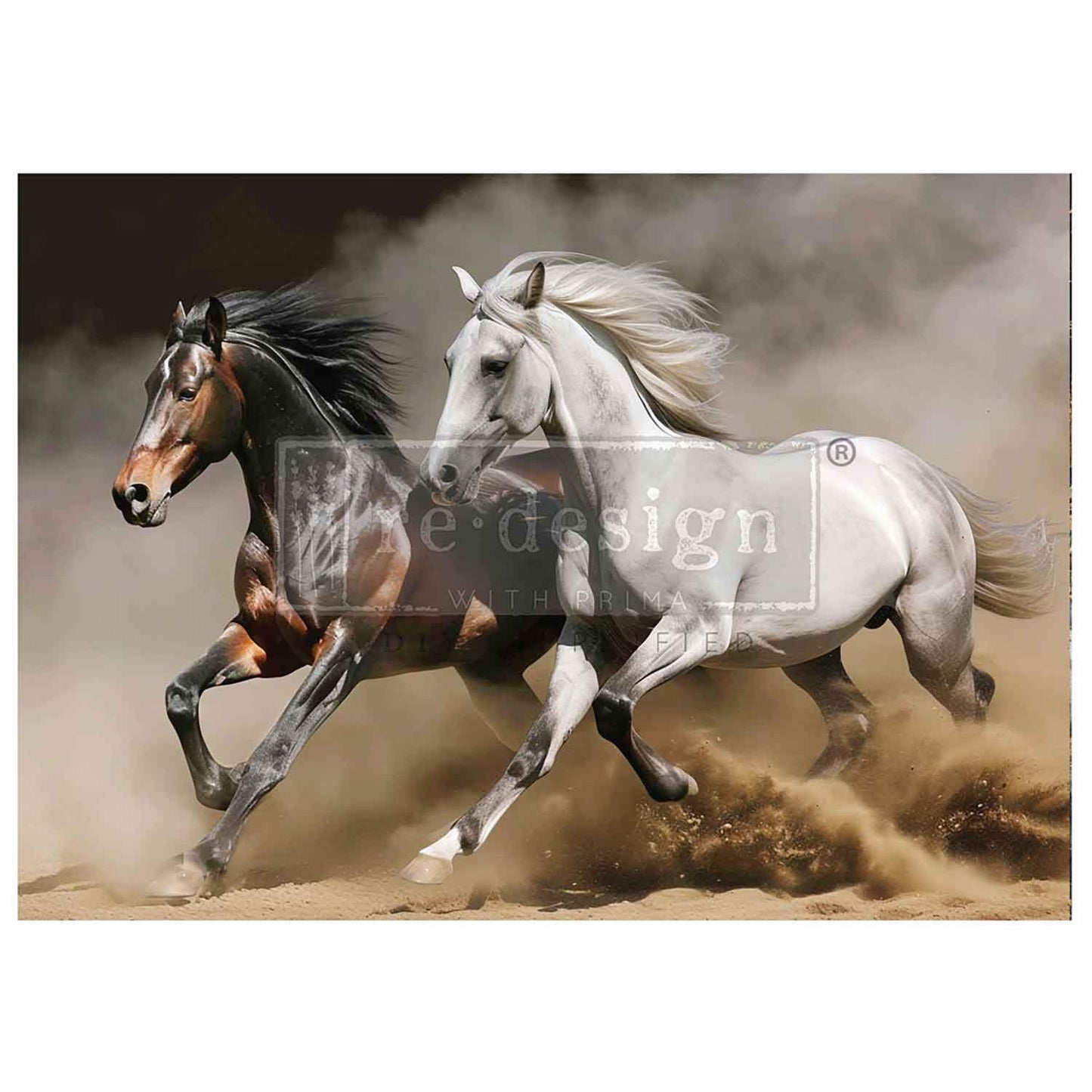 Wild Maneuvers, A1 Decoupage Fiber, 1 sheet, 23.4″x33.1″ ReDesign With Prima, Furniture Upcycling DIY Decor Decoupage Craft Horses