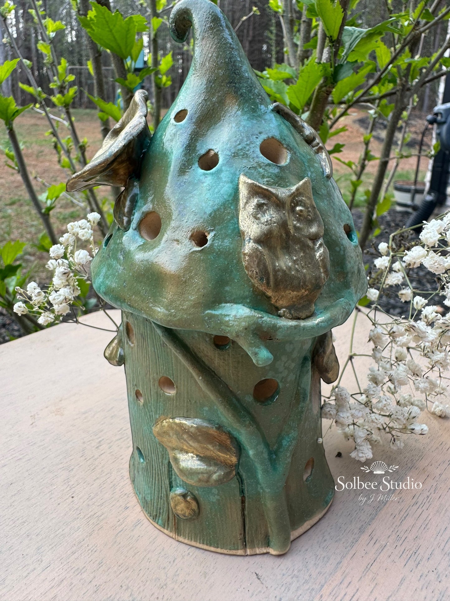 Enchanted Woodland Fairy House - Handbuilt Ceramic Luminary