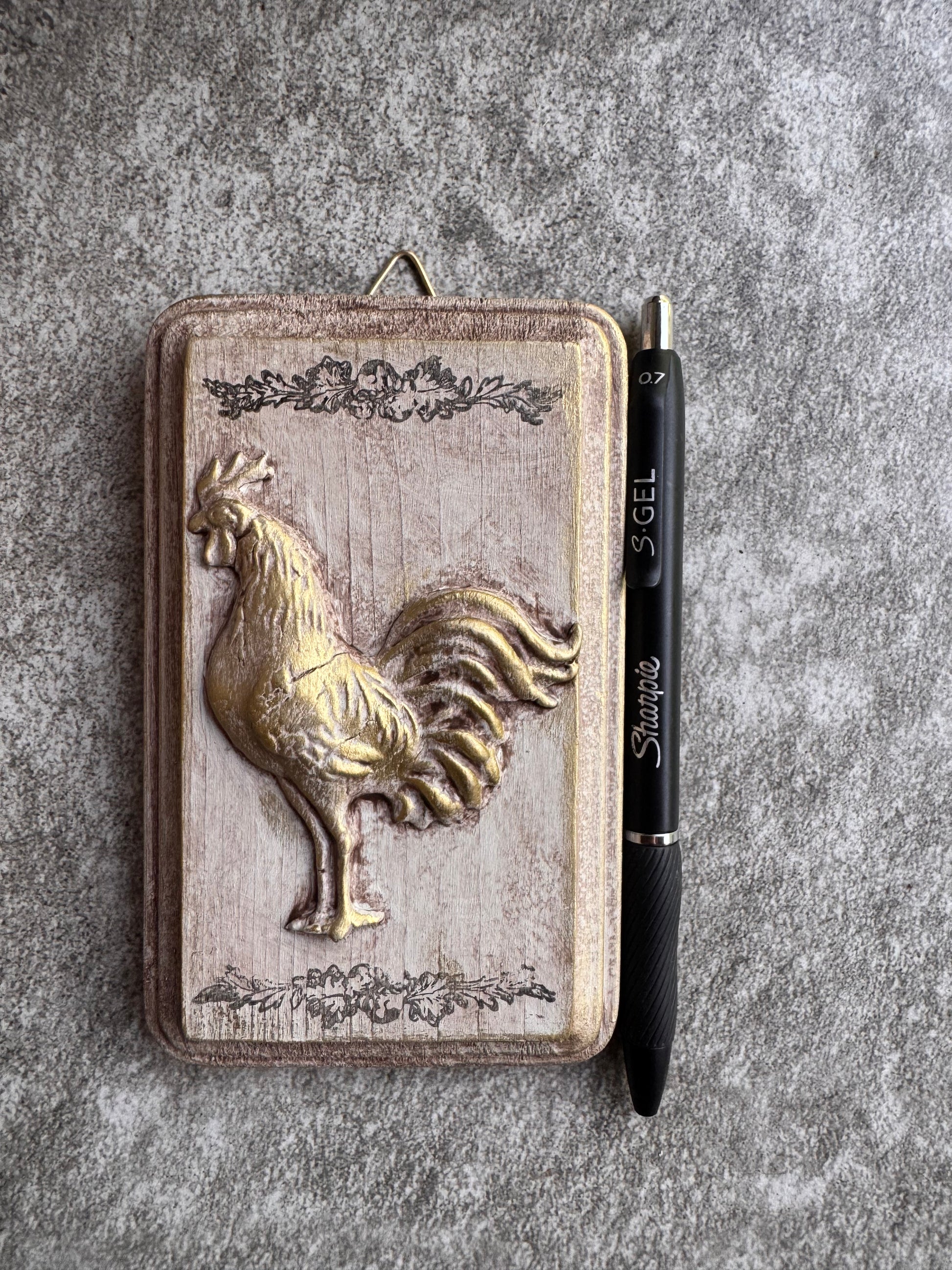 Vintage Style French Country Rooster Plaque, Collage Wall, Relief Plaque, Wall Decor, Handcrafted, Aged