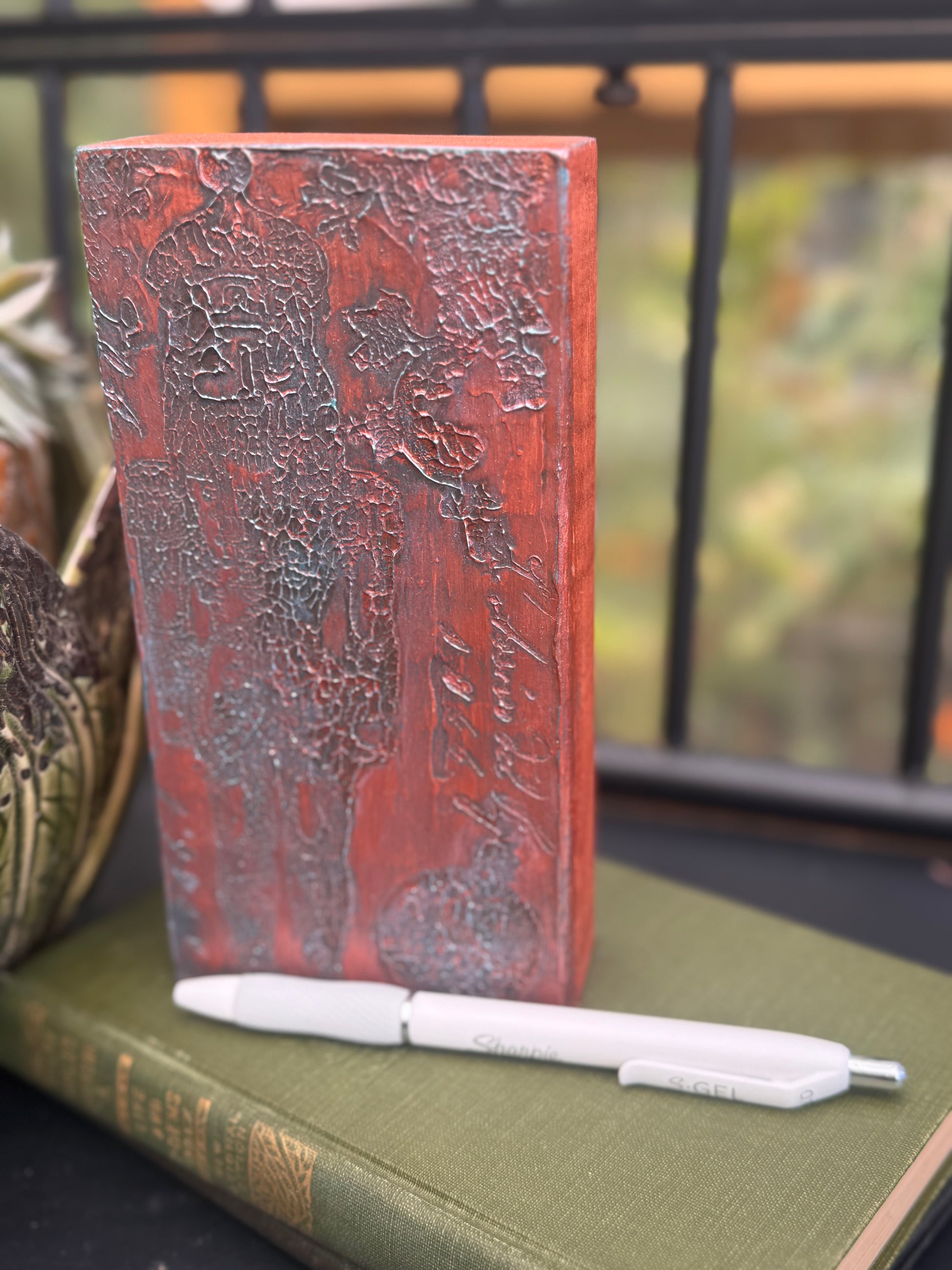 Handmade Textured Relief Art | Rustic Copper Patina | Mixed Media Boho Decor, Christmas, Holidays, Nutcracker