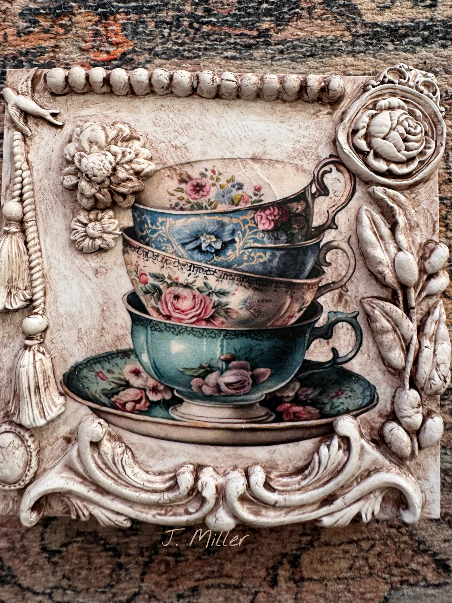 French Country Tea Art, Mixed Media Panel