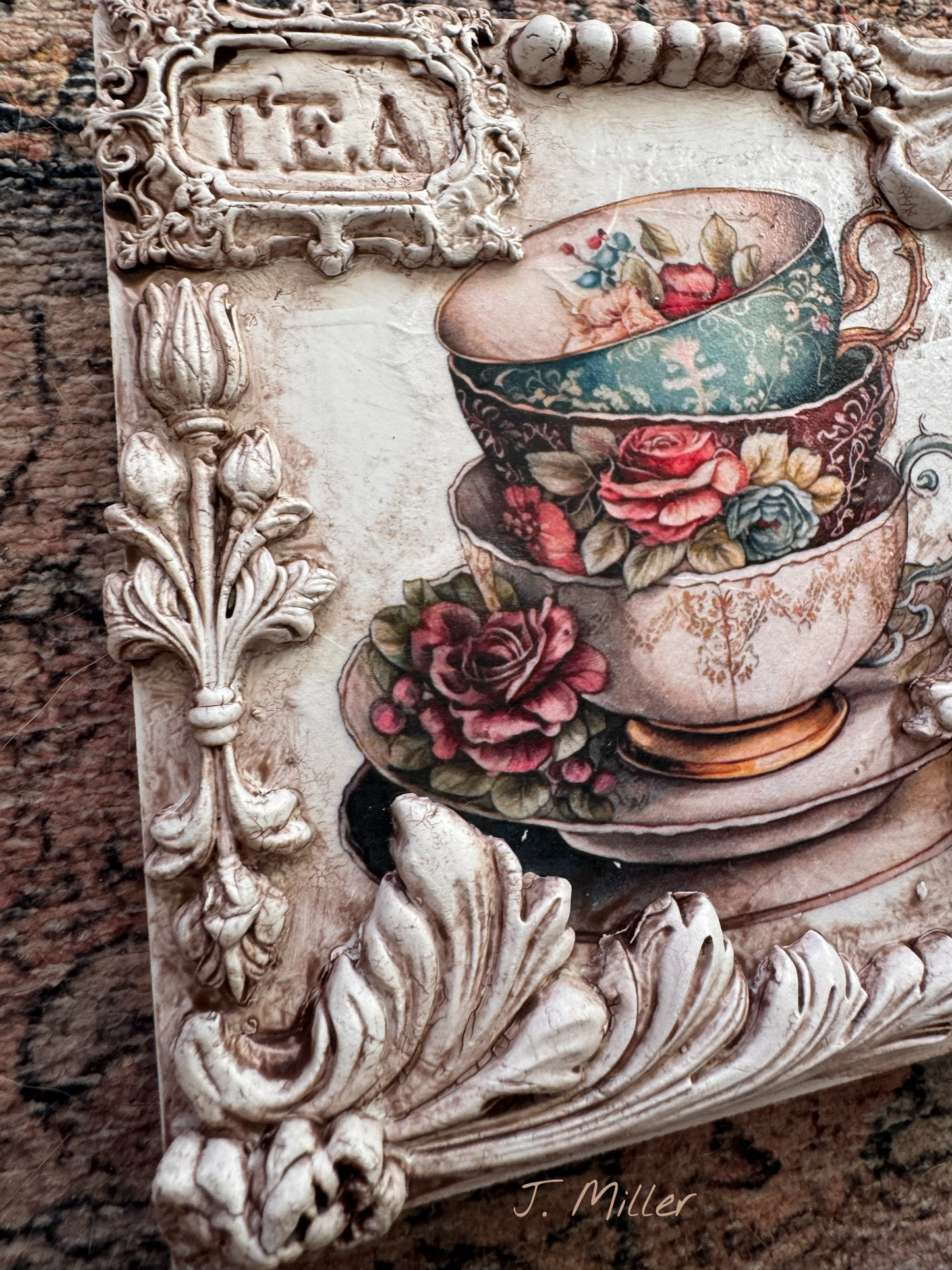 French Country Tea Art, Mixed Media Panel